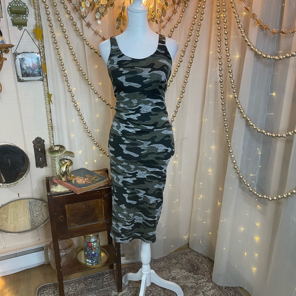 Bear Dance Camouflage Midi Bodycon Dress